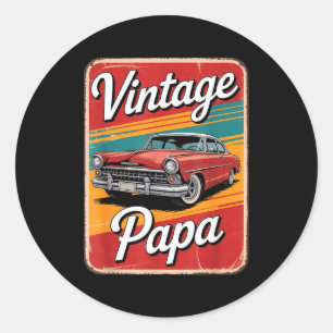 Sticker Rond Papa drôle vintage
