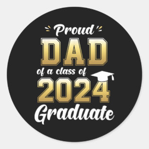 Sticker Rond Papa D'Un Cl De 2024 Chemise Diplômée Papa Senior