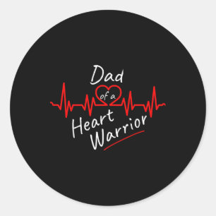 Sticker Rond Papa D'Un Guerrier Du Coeur Hlhs Défaut Congénital