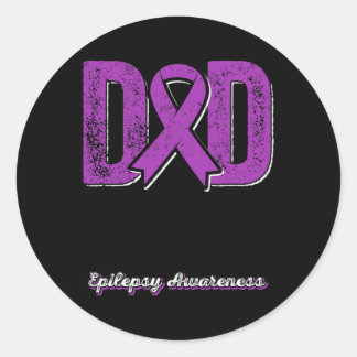 Sticker Rond Papa D'Un Guerrier Épilepsie Papa Purple Ribbon So