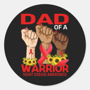 Sticker Rond Papa D'Un Guerrier Maladie Cardiaque Sensibilisati