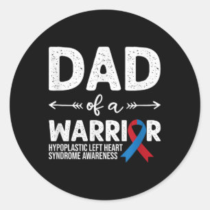 Sticker Rond Papa D'Un Guerrier, Rouge & Blue Ribbon Hlhs A