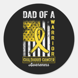 Sticker Rond Papa d'un guerrier Ruban doré de sensibilisation a