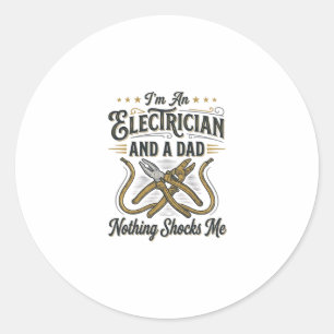 Sticker Rond Papa électricien rien ne me choque chemise vintage
