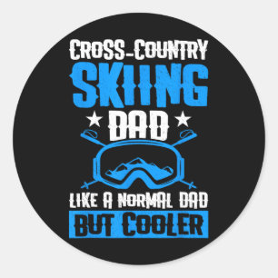 Sticker Rond Papa en ski de fond comme un papa normal mais en c