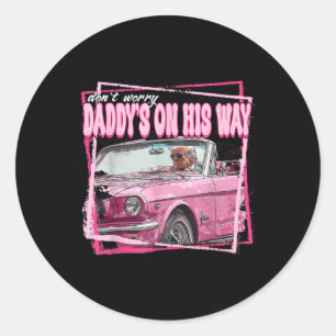 Sticker Rond Papa est en route Daddys Accueil Donald Trump est