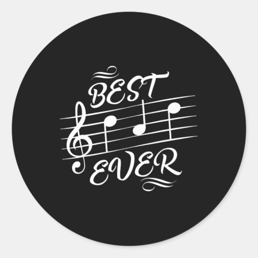 Sticker Rond Papa Ever Notes musicales Fête des pères musicienn (Devant)