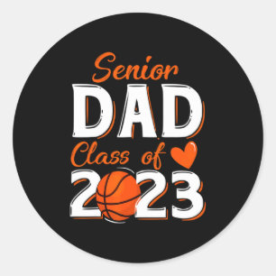Sticker Rond Papa fier d'un diplômé de basket-ball senior 2023