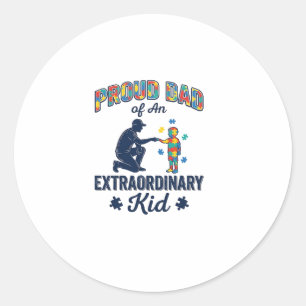 Sticker Rond Papa fier d'un enfant extraordinaire Autisme Vecte
