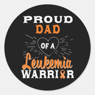 Sticker Rond Papa fier d'un guerrier de la leucémie Sensibilisa