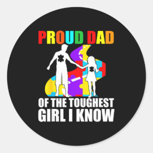 Sticker Rond Papa fier et mignon de la fille la plus coriace pu