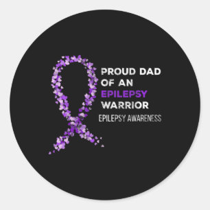 Sticker Rond Papa fière d'un guerrier de l'épilepsie Sensibilis