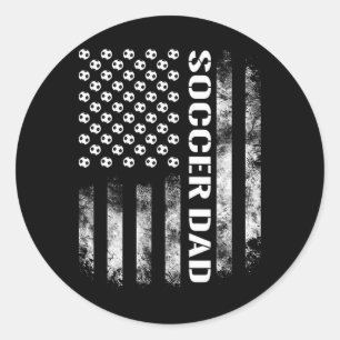 Sticker Rond Papa footballeur drapeau américain drôle