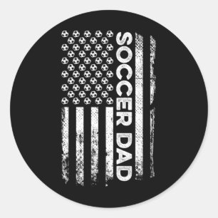 Sticker Rond Papa footballeur Drapeau américain Patriotique Fêt