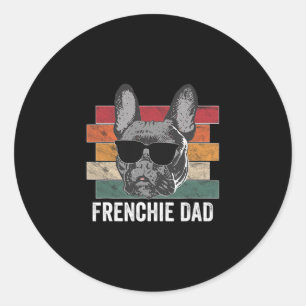 Sticker Rond Papa Français Bulldog Retro Vêtements Pour Hommes