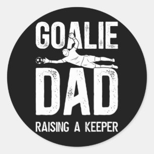 Sticker Rond Papa Gardien de Football Élevant Un Papa Gardien d