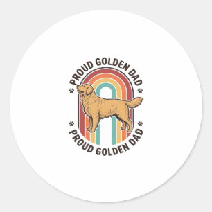 Sticker Rond Papa Golden Retriever Gravure Vintage Amoureux des