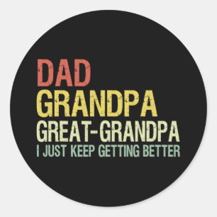 Sticker Rond Papa grand-père grand-grand-père amusant Fête des 