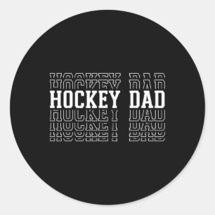 Sticker Rond Papa hockey drôle texte en couches Père entraîneur