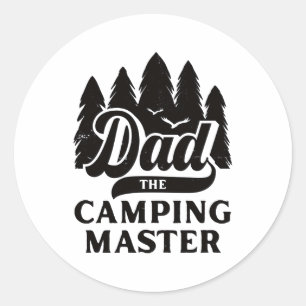 Sticker Rond Papa le Camping Master Vintage Aventure Père