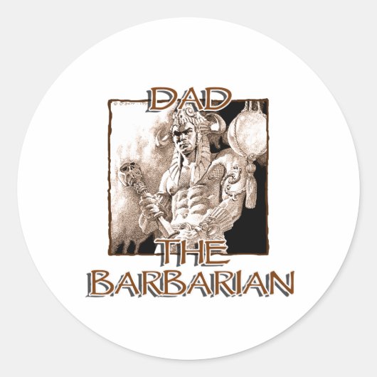Sticker Rond Papa le chevalier barbare (Devant)