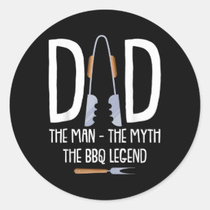 Sticker Rond Papa L'Homme Le Mythe La Légende Du Bbq Drôle Barb