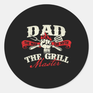 Sticker Rond Papa L'Homme Le Mythe Le Grill Master - Grill Bbq