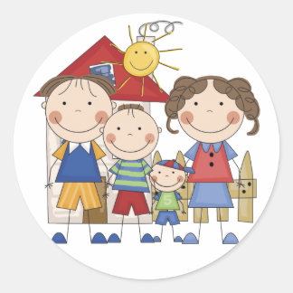 Sticker Rond Papa, Maman, Big Brother, Little Brother Family