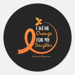 Sticker Rond Papa Maman Je Porte Orange Pour Ma Fille Leukemia