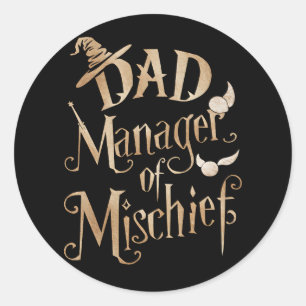 Sticker Rond Papa Manager De La Fête des pères Magasin Mischief