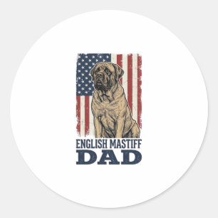 Sticker Rond Papa Mastiff Anglais Design de chien vintage patri