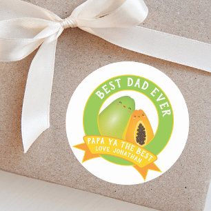 Sticker Rond Papa mignon Ya le meilleur calembour drôle de