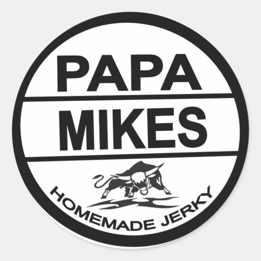 Sticker Rond Papa Mike's Homemade Beef Jerky (Devant)