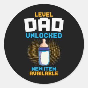 Sticker Rond Papa Niveau Débloqué Annonce de Grossesse Fa Gamer