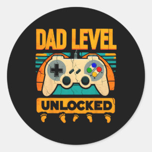 Sticker Rond Papa Niveau Déverrouillé Père &# ; s Jour Nouveau