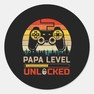 Sticker Rond Papa Niveau Déverrouillé Retro Vintage Gamer Jeu v