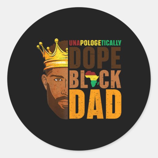 Sticker Rond Papá noir afro-américain jour des pères afro-améri (Devant)