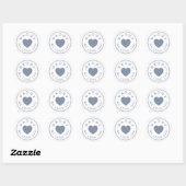 Sticker Rond Papa Nous Vous Aimons Dusty Blue Heart (Feuille)