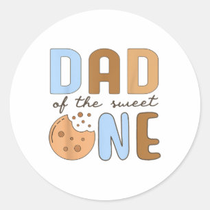 Sticker Rond Papa Of The Sweet One Cookies And Milk 1er anniver