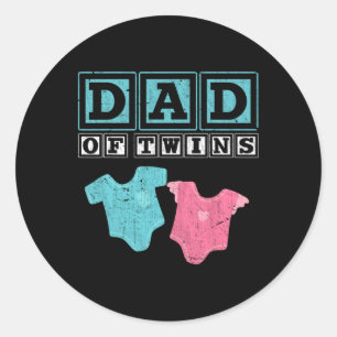 Sticker Rond Papa Of Twins Famille Papa Fête des pères Futur Pa