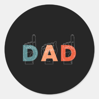 Sticker Rond Papa Père Fête des pères Sourds-muets Langue des s