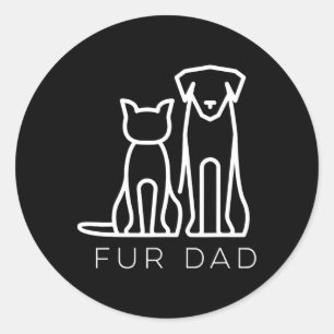 Sticker Rond Papa Pet Lover Chat Chien Papa Mari Fantaisie Père