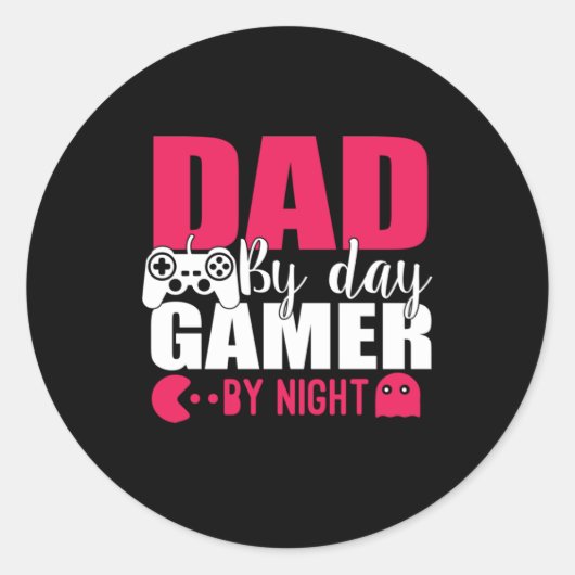 Sticker Rond Papa Poison Papa By Day Gamer By Night (Devant)