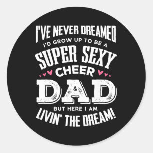 Sticker Rond Papa pom-pom drôle Papa cheerleader père