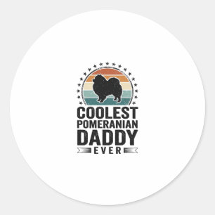 Sticker Rond Papa Pomeranian le plus cool T-shirt vintage pour