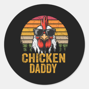 Sticker Rond Papa Poule Vintage Coq Pour Papa Agriculteur Père