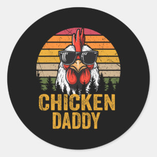 Sticker Rond Papa Poule Vintage Drôle Agriculteur Poules Père