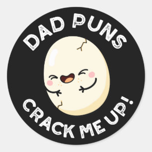 Sticker Rond Papa Puns M'Accroche Drôle Oeuf Pun Dark BG