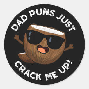 Sticker Rond Papa Puns M'Accroche Funky Coconut Pun Dark BG