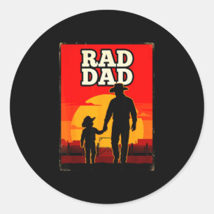 Sticker Rond Papa radical père et fils rodéo western coucher de